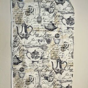 Waverly Black and Cream Teapot French Inspired Script Fabric Remnant